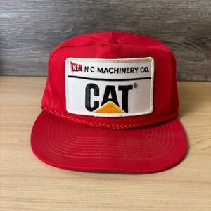 Vintage CAT Hat Snap Back Red Trucker NC Machinery Tonkin‎ Caterpillar